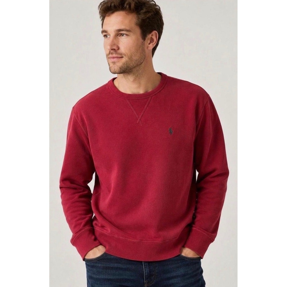 U.S. Polo Assn Sweatshirt Mens M Red Crewneck Fleece Logo Excellent